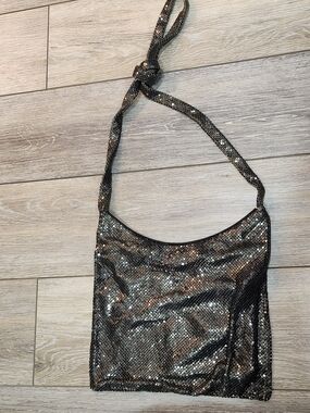 Banana Republic Black Sequin Mesh Shoulder Bag